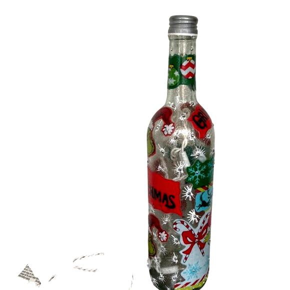Designer Grinch Merry Grinchmas Bottle Lights Beautiful Handmade Unique Gift - Picture 6 of 8